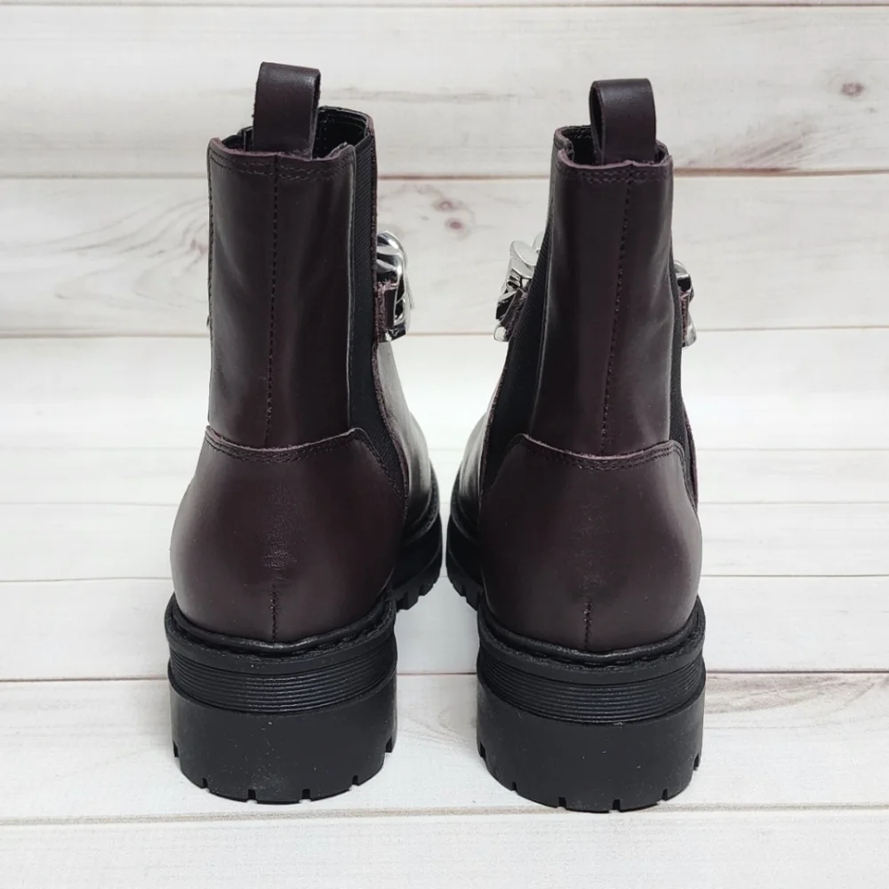 Marc Fisher Parrie Lugsole Bootie in Burgundy Leather Size 9 - New In Box